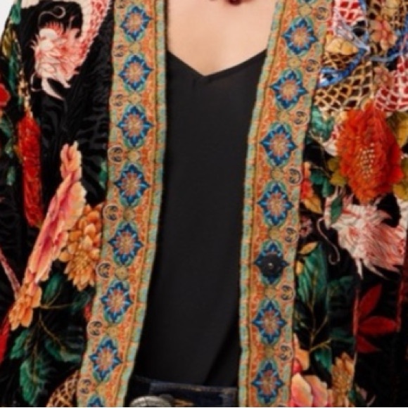 Johnny Was heavily embroidered reversible velvet MERHAWI KIMONO jacket NWT - Picture 6 of 14